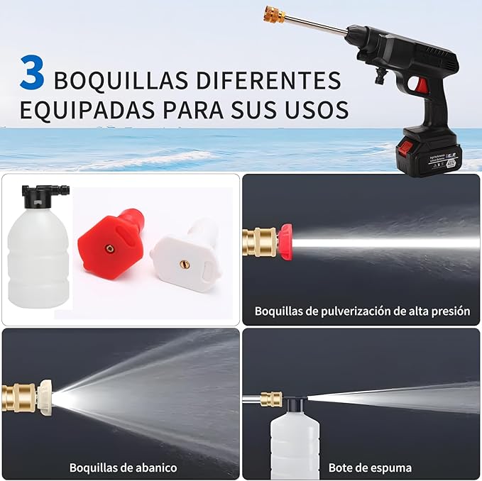 HIDROLAVADORA INALÁMBRICA MULTIFUNCIONAL CON BATERÍA RECARGABLE